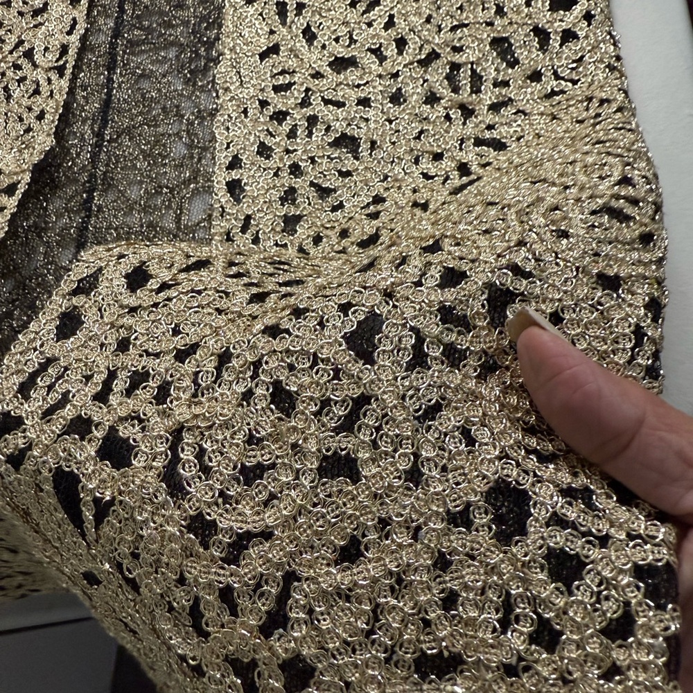 BELLE BADGLEY MISCHKA Elegant Black and Gold Embroidered Dress Size US 10 - Picture 13 of 15